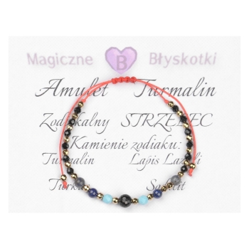 Bransoletka celebrytka TURMALIN + znak zodiaku STRZELEC zodiak